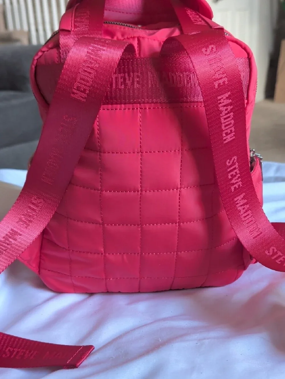 Steve Madden Hot Pink Quilted Mini Backpack